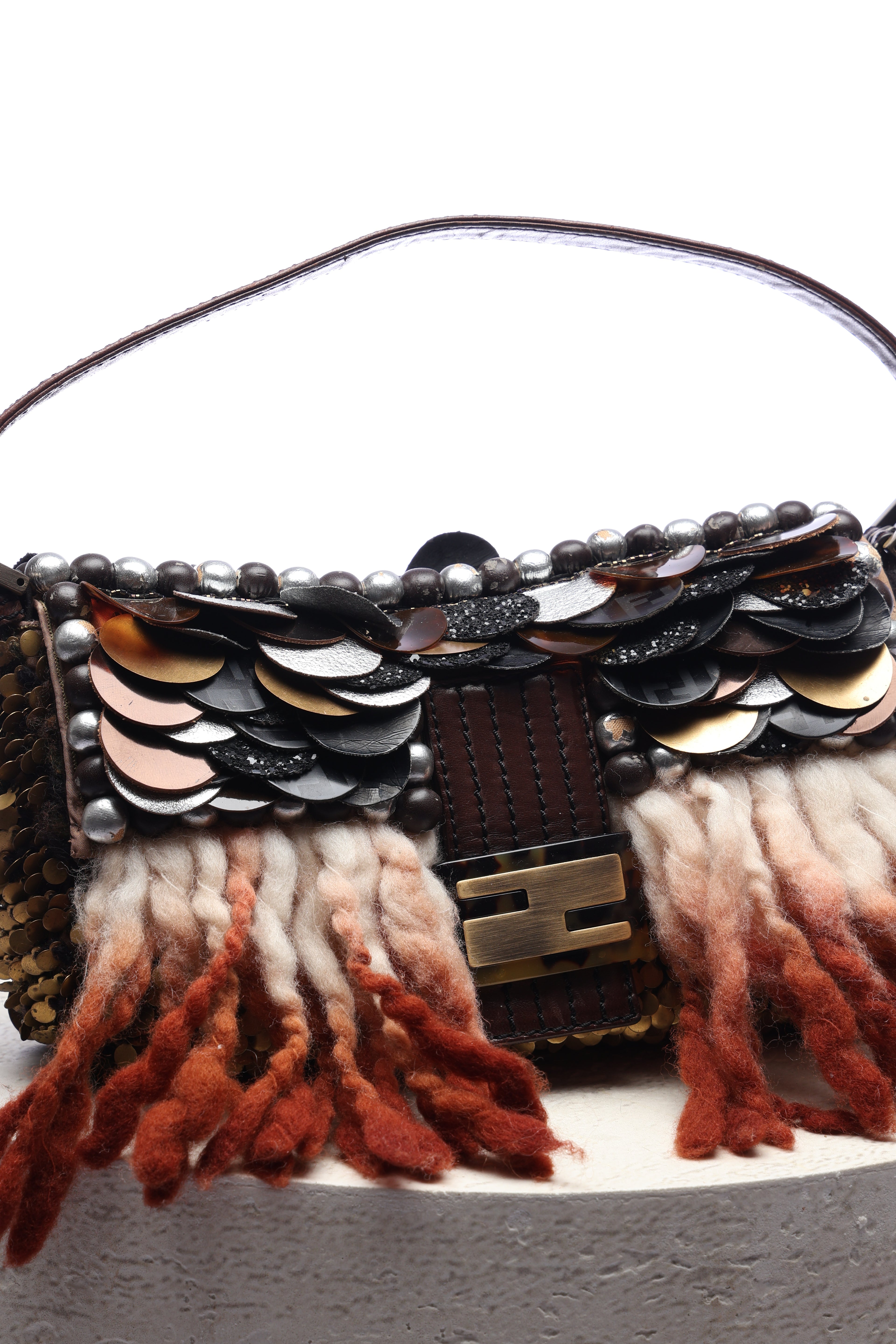 Fendi Plated Sequin Beaded Baguette