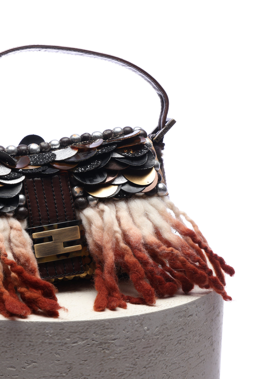 Fendi Plated Sequin Beaded Baguette