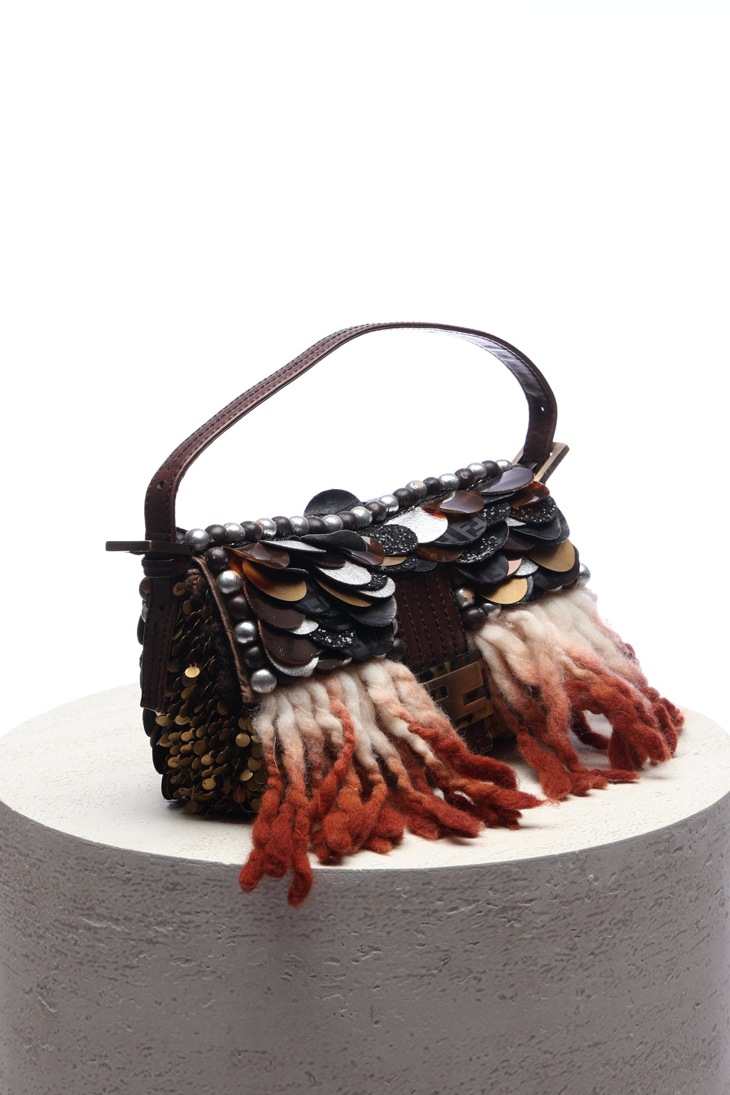 Fendi Plated Sequin Beaded Baguette