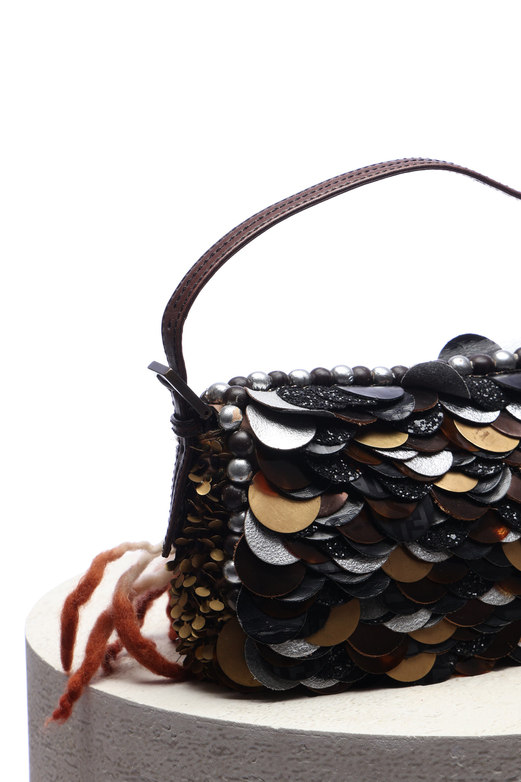 Fendi Plated Sequin Beaded Baguette