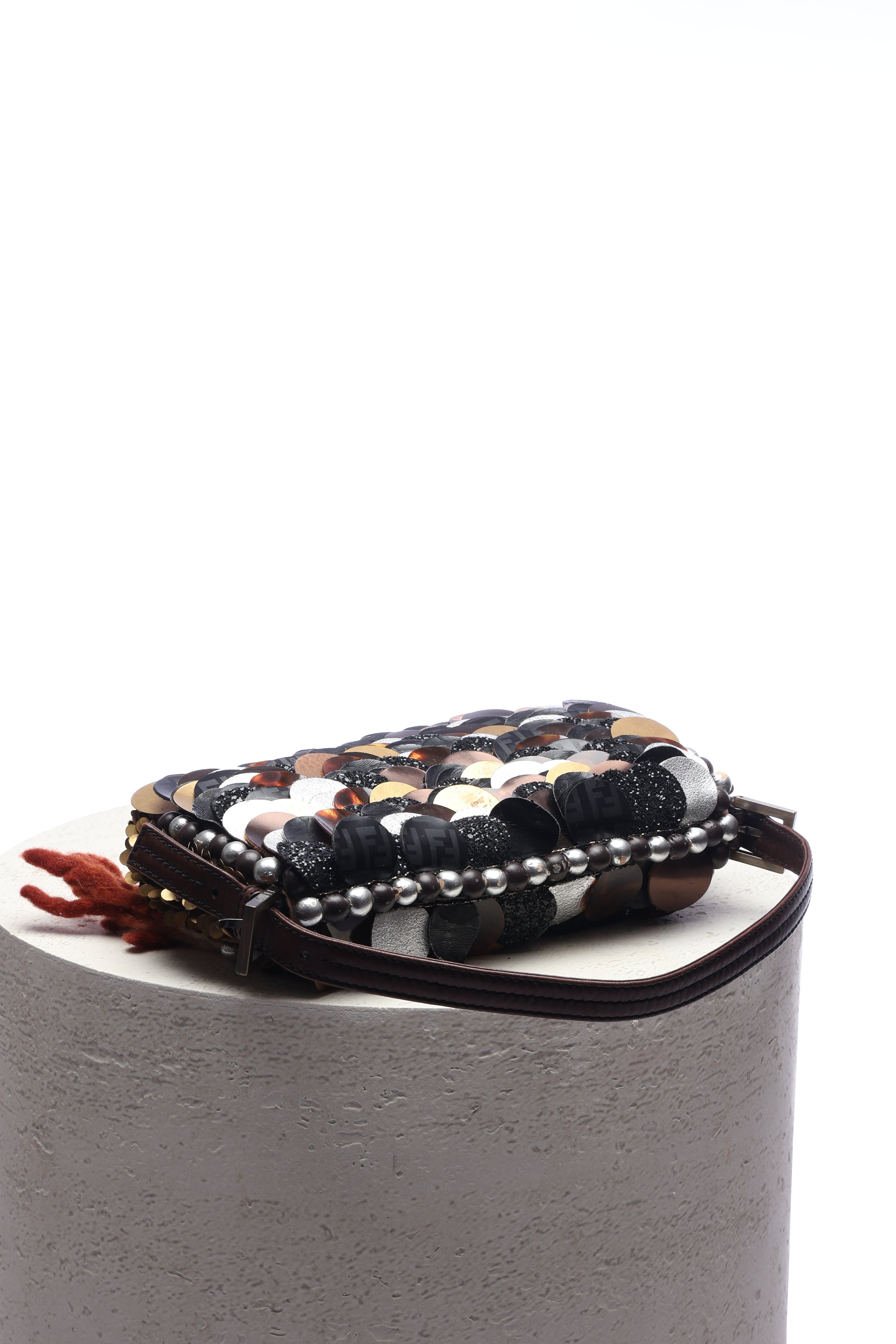 Fendi Plated Sequin Beaded Baguette