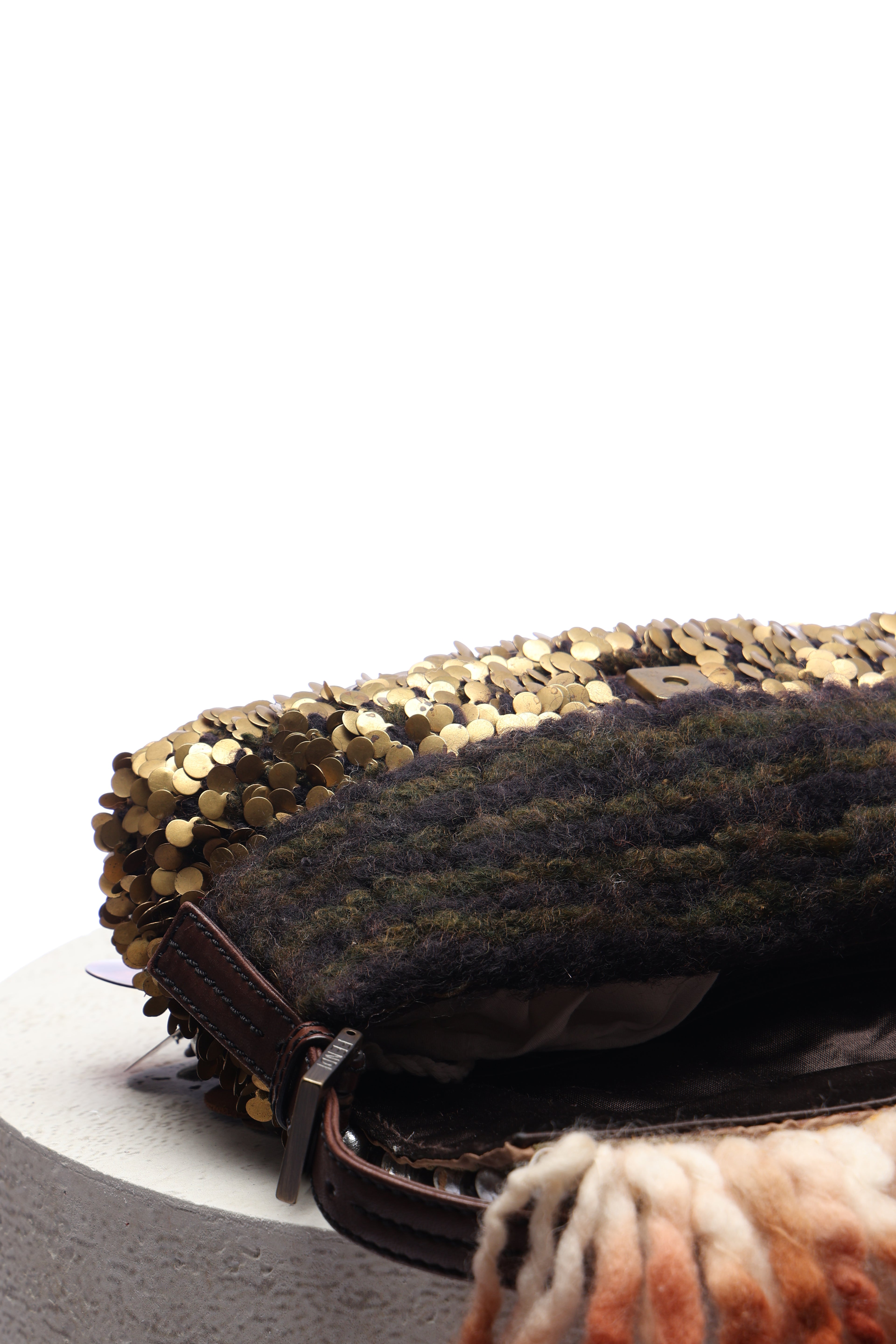 Fendi Plated Sequin Beaded Baguette